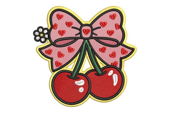 Cherry Bow Embroidery Design