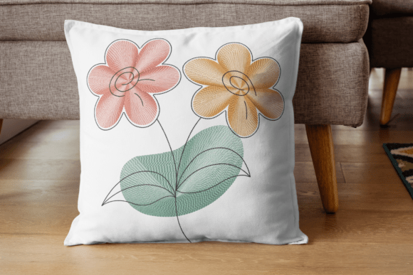 Colorful Dual Flower Embroidery Design