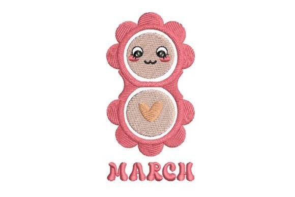 Cute Floral 8 March Embroidery Design
