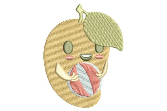Cute Mango with Beach Ball Embroidery Design