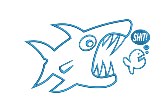Cute Shark Embroidery Design