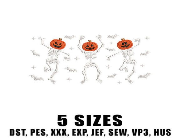 Dancing Skeleton Embroidery Design