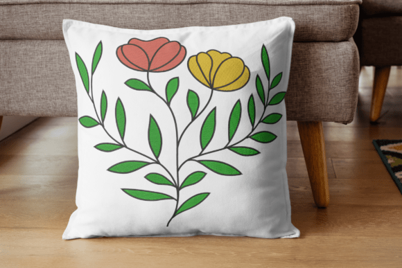 Dual Flower Branch Embroidery Art