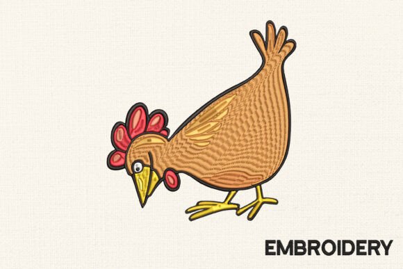 Funny Chicken Embroidery Design