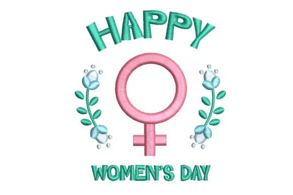 Happy Women’s Day Floral Symbol Embroidery Design