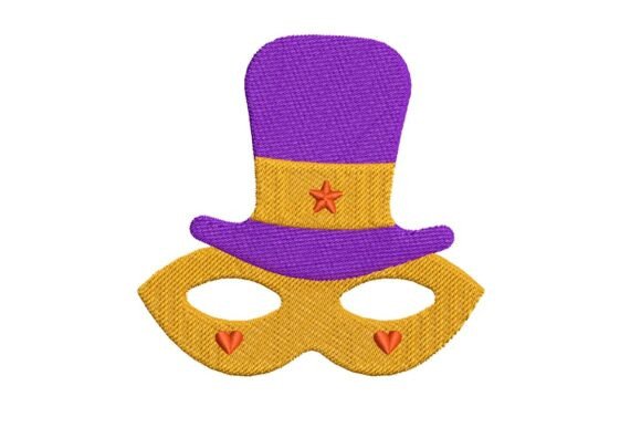 Mardi Gras Top Hat Mask Embroidery Design