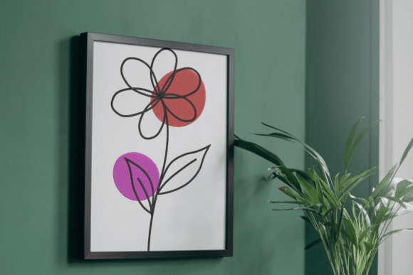 Minimal Line Flower Embroidery Design