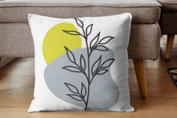 Modern Abstract Leaf Branch Embroidery