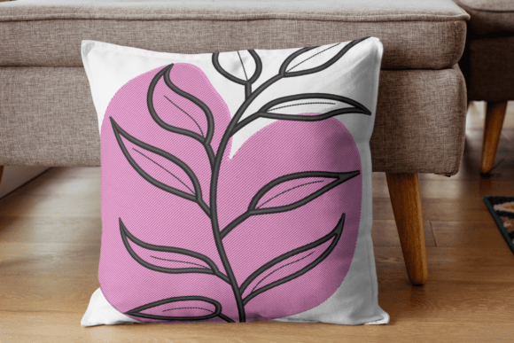 Pink Minimal Leaf Embroidery Design