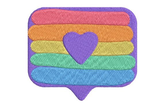 Rainbow Love Message Bubble Embroidery Design