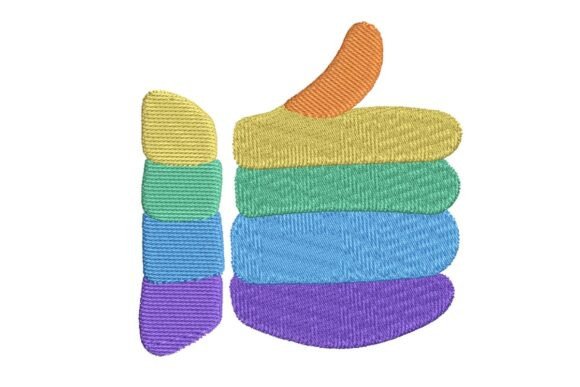 Rainbow Thumbs Up Approval Embroidery Design