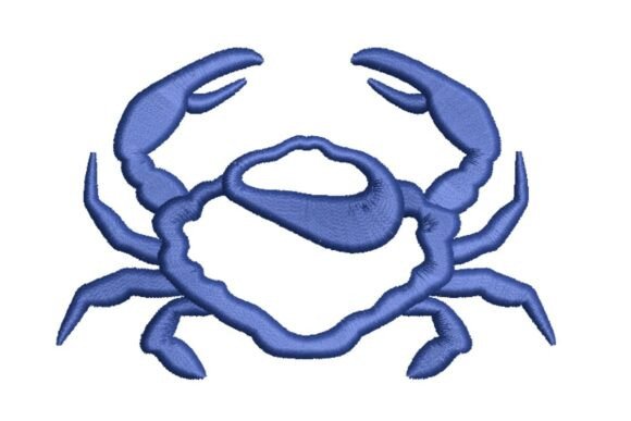 Stylized Nautical Crab Embroidery Design