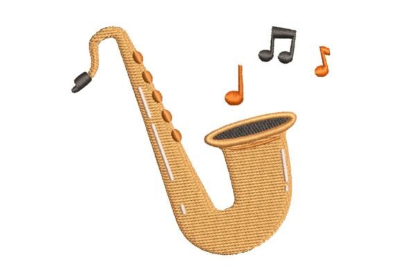 Stylized Saxophone Embroidery Design