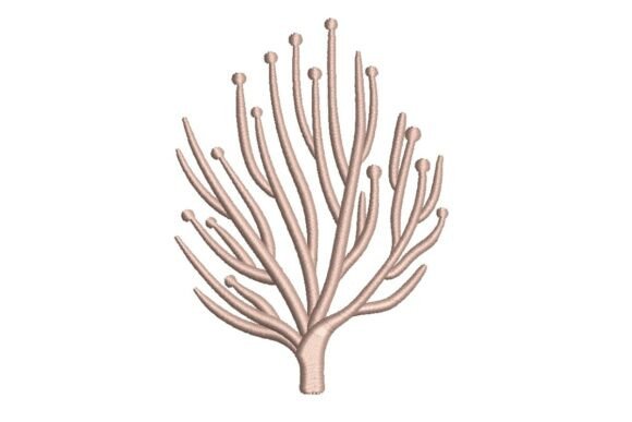 Stylized Sea Whip Coral Embroidery Design