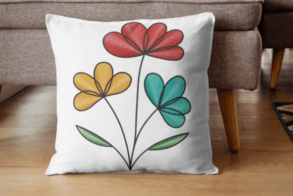 Vibrant Trio Floral Embroidery Art